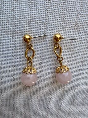 Vintage Avon Rose Quartz Drop Earrings